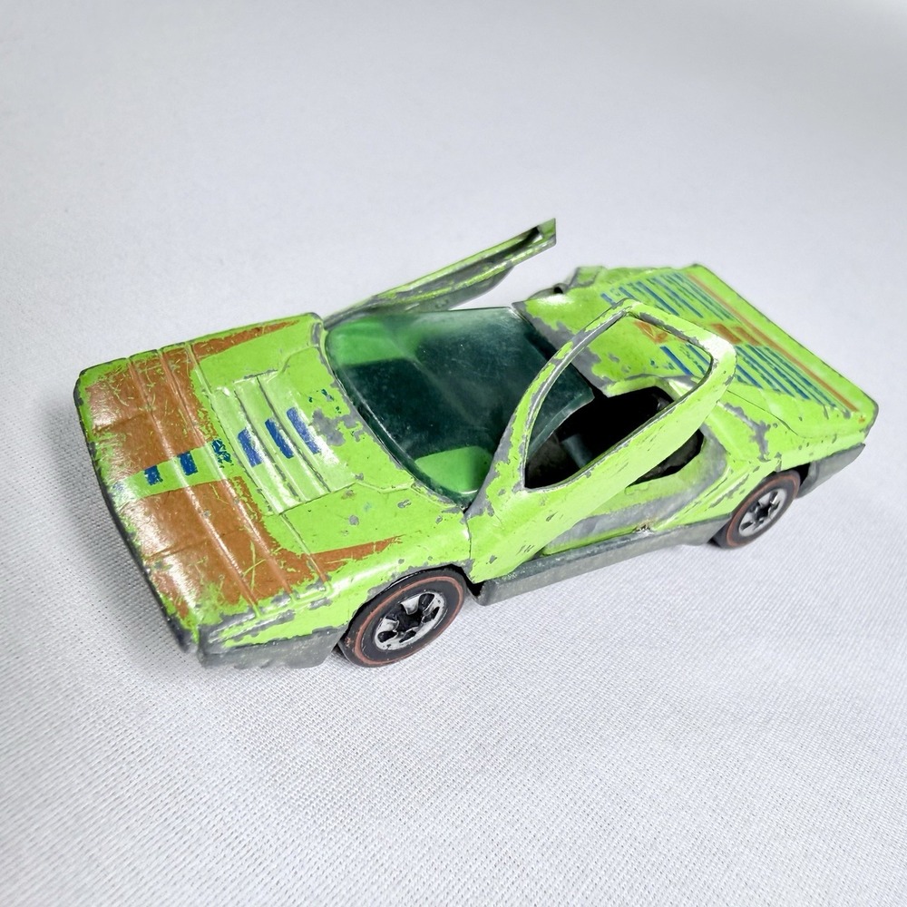 Vintage 1969 Hot Wheels Redline Carabo Lime Green Hong Kong Scissor Doors #9696